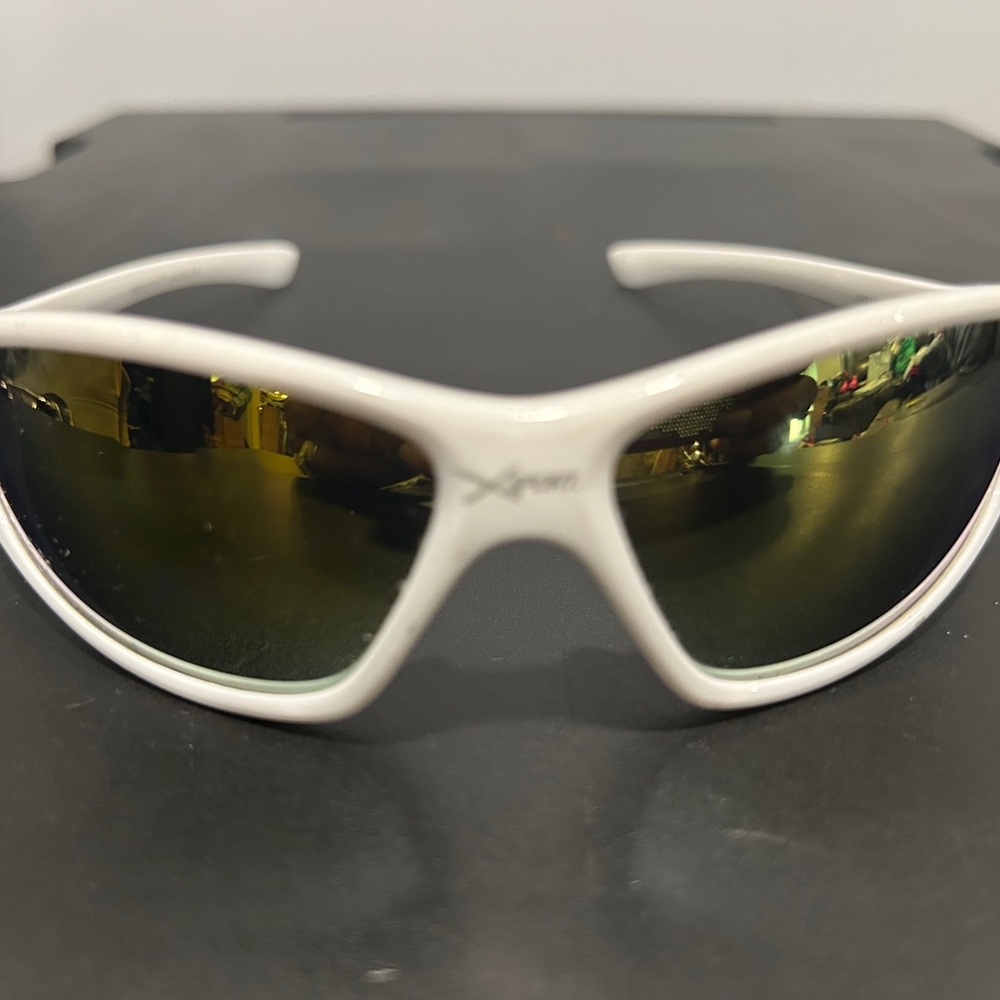 White Xsportz Sunglasses with Yellow Mirror Lenses